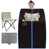 SereneLife front view of compact portable sauna showing easy setup and relaxation benefits