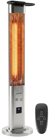 SereneLife front view of standing patio heater showing sleek design and quick warmth