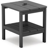 SERWALL front view of grey HDPE side table showing stable two-tier design and capacity