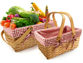 Seuqhck front view of both baskets showing size difference and rustic finish