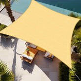 Shade&Beyond front view of sand rectangle sail showing full canopy coverage and neutral tone