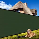 Shade&Beyond front view of rolled green privacy screen showing size and finish benefits