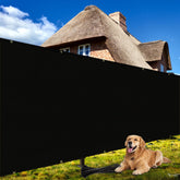 Shade&Beyond front view of 5x25 black privacy screen showing coverage benefit