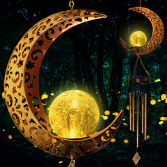 SHANGTIANFENG moon wind chime front view showing decorative moon and tubes