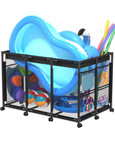 SHAPON front view of large pool storage bin showing neat organization benefit