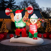 Shappy front view of inflatable Santa showing festive design and curb appeal