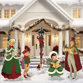 Shellwei front group view showing all five caroler signs and stakes for instant holiday curb appeal