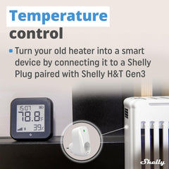 Shelly H&T Gen3 e‑paper display closeup showing readable humidity and temperature values