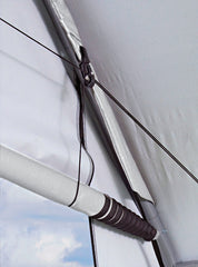 ShelterLogic installed showing rolled door held open for easy entry
