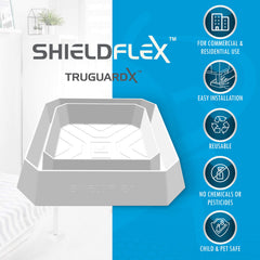 SHIELDFLEX TruGuard placed under a bed leg demonstrating passive monitoring and protection benefit