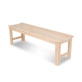 Shine Company front view of 5 ft bench showing natural finish and sturdy design, welcoming seating
