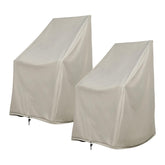 Shine Company front view of gray cover protecting rocking chairs, protects from weather