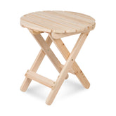 Shine Company front view of round cedar side table showing roomy top