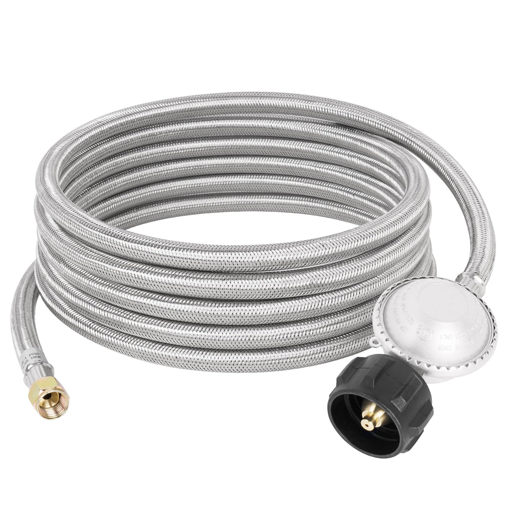 SHINESTAR front view of regulator and 15 ft hose showing durable design and compatibility