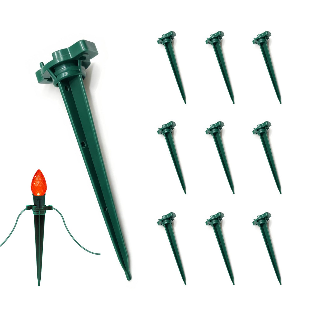 ShineU front view of 200 green stakes showing full kit and quick coverage