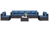 Shintenchi front view of full 7-piece set showing complete arrangement and comfort