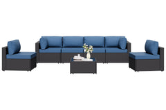 Shintenchi front view of full 7-piece set showing complete arrangement and comfort