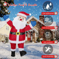 Shintenchi Santa in lawn setting, festive outdoor atmosphere benefit