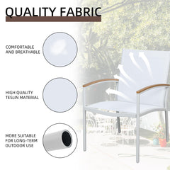 Shintenchi close-up of textilene fabric seat highlighting breathable comfort