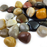 SHIZWU front packaging showing 10lb bag and polished mixed color stones for easy selection