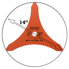 SHUZIYU blade beside ruler showing 14 inch diameter for quick size verification