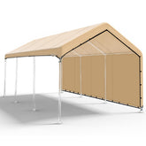 SIHAIAN front view of beige 10x20 canopy showing full coverage and protection