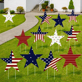 SiliFine front view of star yard signs showing patriotic designs and complete set