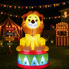 Silipull front view of inflatable lion showing festive detail and instant impact