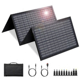 SinKeu front view of 60W foldable panel showing cells and handle, durable charging solution