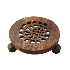 SINOBEST front view of wooden plant caddy showing sturdy platform and overall design
