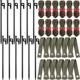 Sintuff front packaging showing full 36-piece tree stake kit with clear contents for easy setup
