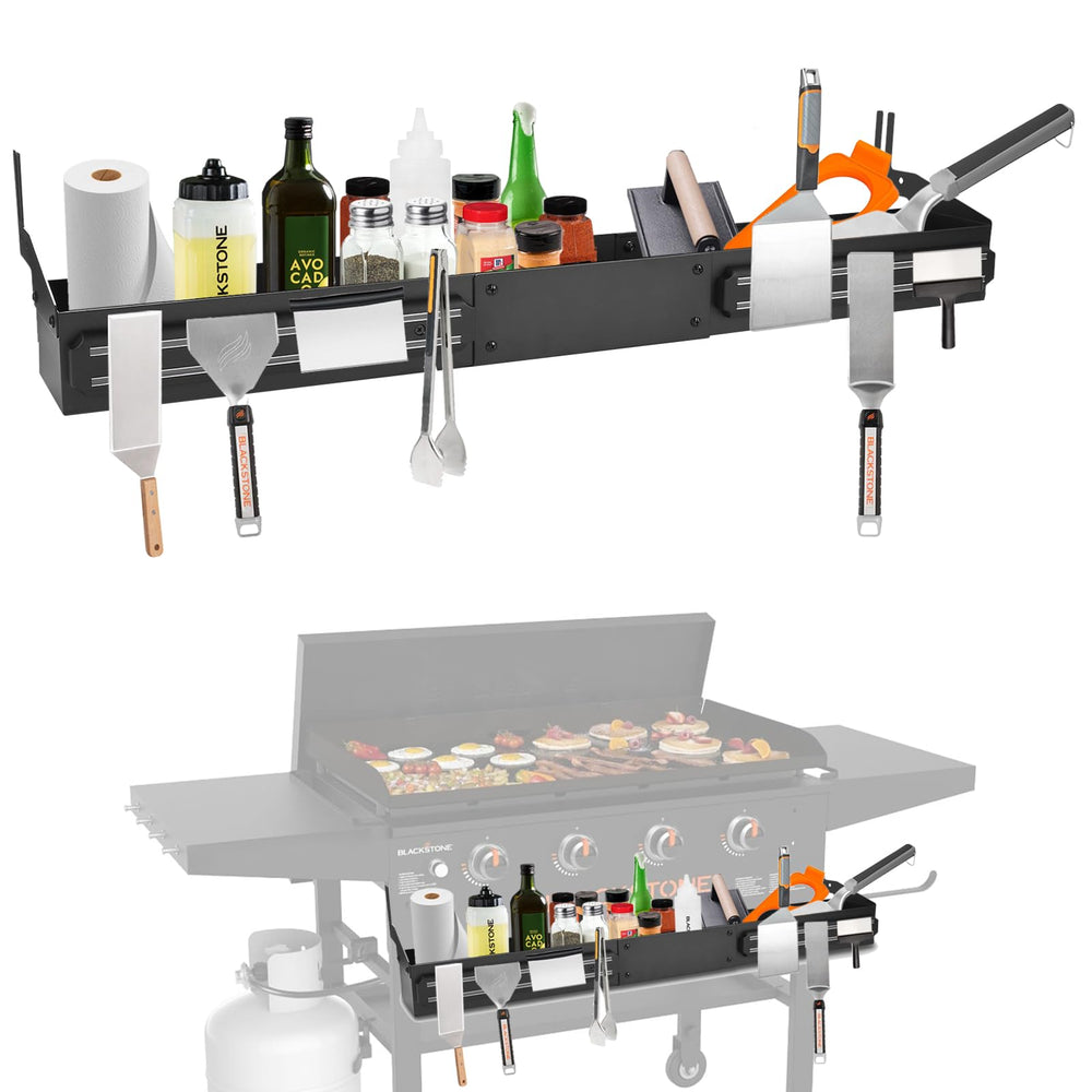 Sivsis front shelf full view on 36 inch Blackstone showing added workspace