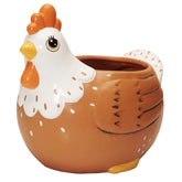 Sixdrop chicken planter front view showing rooster shape and colorful glaze benefit decor