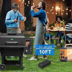 SKuaiKe cord connected to a Green Mountain Grill in use, supports portable grilling