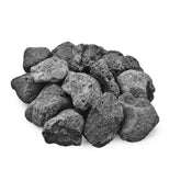 Skyflame front bag view showing 10 lb packaging and durable lava rocks benefit