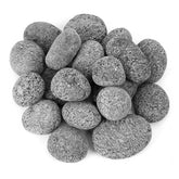 Skyflame front bowl display showing rounded lava pebbles enhancing flame visuals