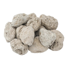 Skyflame front packaging showing natural lava rocks and easy storage benefit