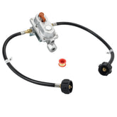 Skyflame front unit overview showing regulator and hoses for uninterrupted supply