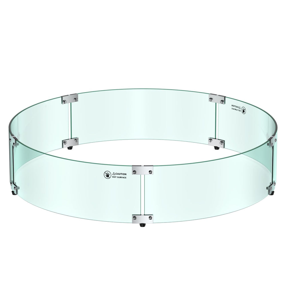 Skyflame front view of round glass wind guard showing full coverage and style benefit