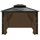 slashome front view of mocha gazebo curtains showing full coverage and curb appeal