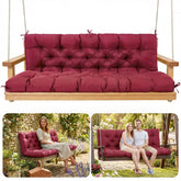 SLIMSTY front view porch swing cushion showing full seating area and tie straps for stability