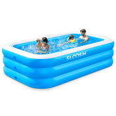 Sloosh front view of inflated pool showing full-size family space and easy setup