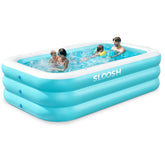 Sloosh front view cyan pool showing full-size backyard comfort