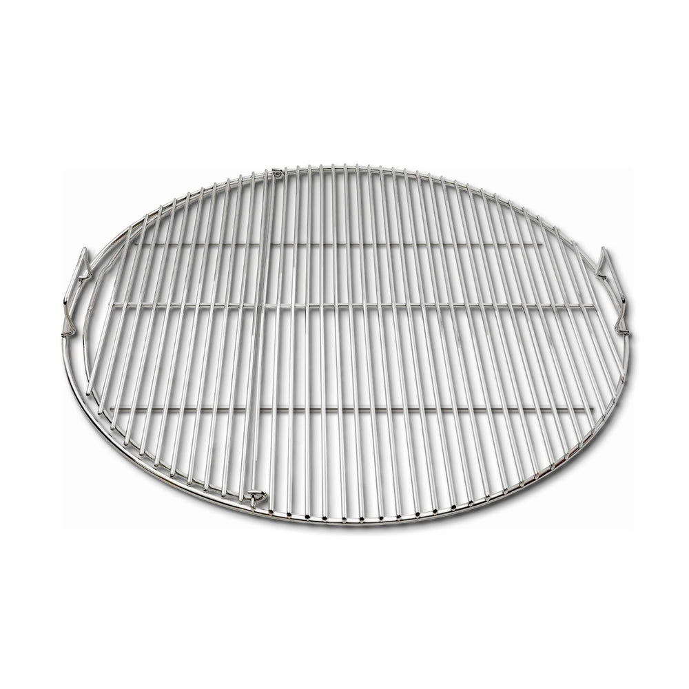 Slow 'N Sear EasySpin front view showing fitted 26" grate and handles for easier grilling