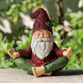 Smadeer gnome front view showing colorful paint and meditative pose for visual appeal