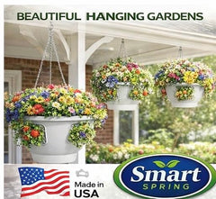 smart spring basket hung from deck railing showing space-saving garden benefit