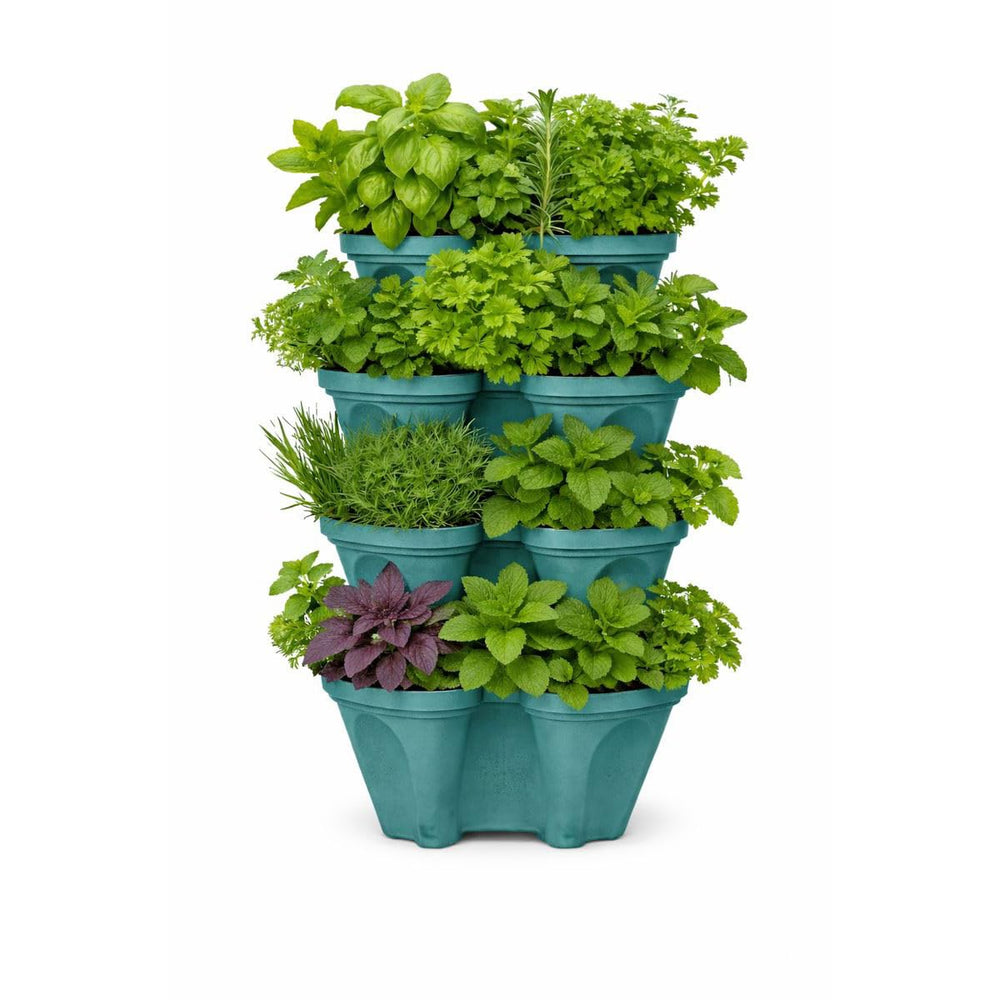 smart spring front view of 4-tier vertical planter showing full footprint and color