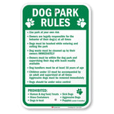 SmartSign front view of green and white dog park rules sign, clear rule communication