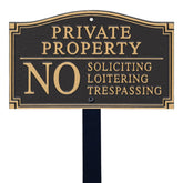 SmartSign front plaque view showing clear no soliciting message and durable finish