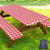 Smiry front view of full table and two bench covers showing clean fit